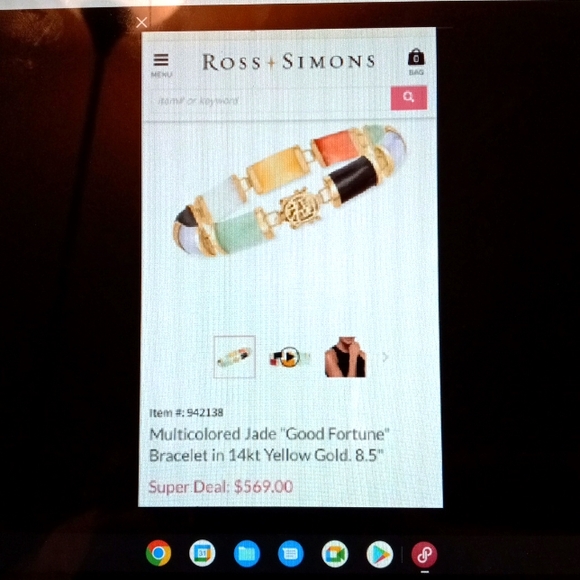 14 KT GOLD Bracelet Solid and JADE Multi-Color Flex Links  Estate Size Medium - Picture 11 of 11